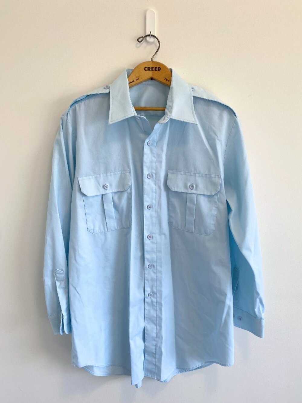 Deadstock Baby Blue Workwear/Pilot Uniform Shirt / Made in Canada